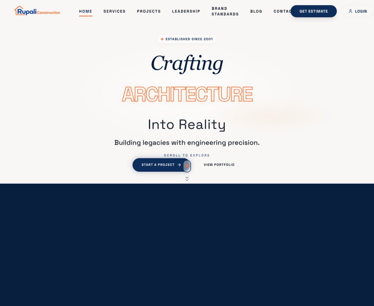 A capture of the Rupali Construction homepage