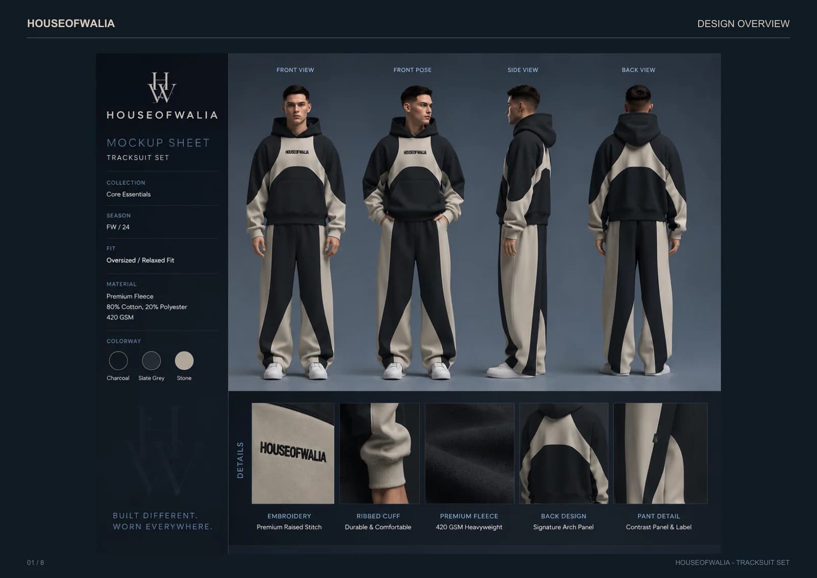 House of Walia apparel design showing the complete tracksuit concept